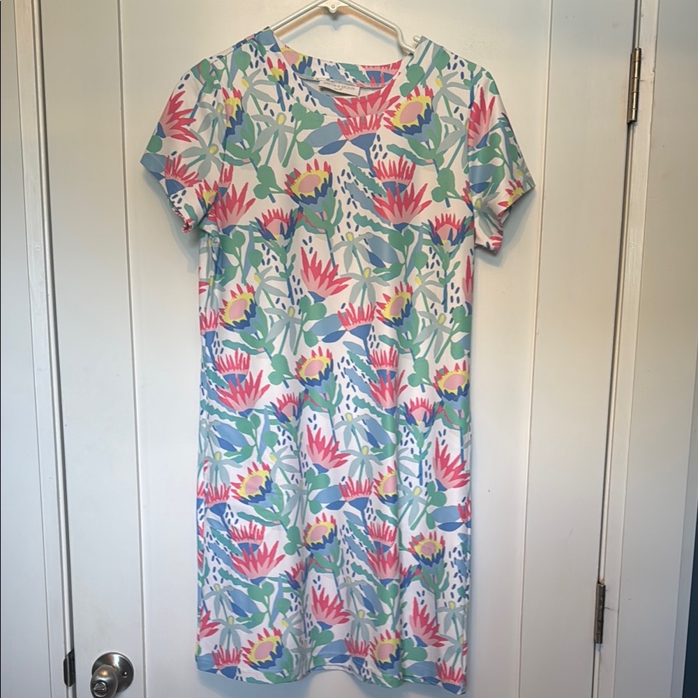 Pink and Orange Midi Sundress with Raglan Sleeves